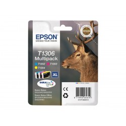 Epson T1306 Cerf - Pack de 3 - à rendement élevé - cyan, magenta, jaune - original - cartouche d'encre