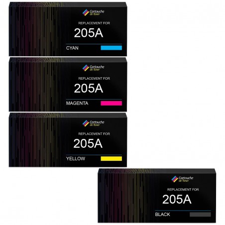 Toner équivalent à HP Multipack 205A Pack de 4 Noir, Jaune, Cyan, Magenta