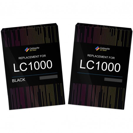 Cartouche d'encre équivalent à Brother LC1000 Pack de 2 Noir