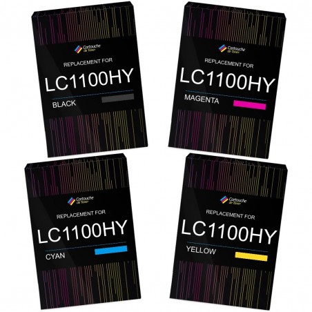 Cartouche d'encre équivalent à Brother Multipack LC1100HY Pack de 4 Noir, Jaune, Cyan, Magenta