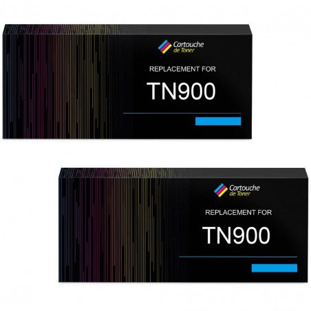 Toner équivalent à Brother TN-900C 2PK Pack de 2 Cyan