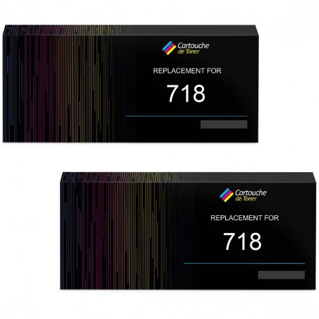 Toner équivalent à Canon 718BK Pack de 2 Noir