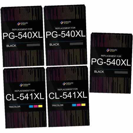 Pack de 5 Canon PG-540XL CL-541XL cartouches d'encre compatibles