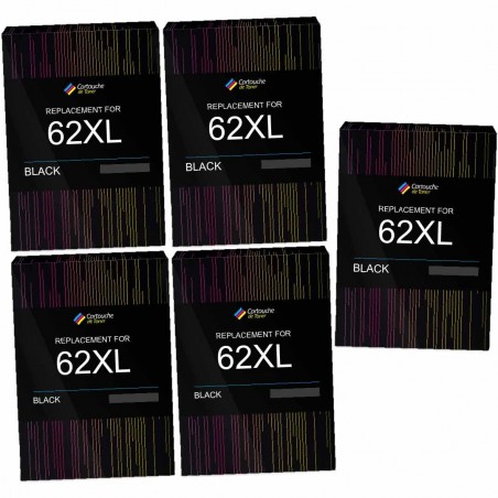 Pack de 5 HP 62XL cartouches d'encre compatibles