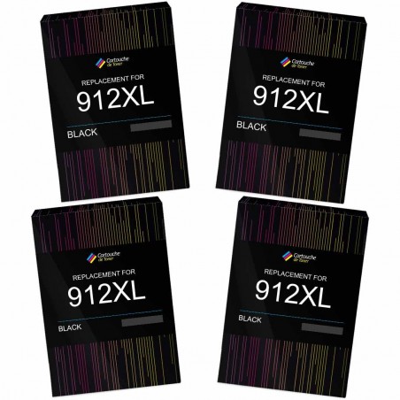 Pack de 4 HP 912XL cartouches d'encre compatibles