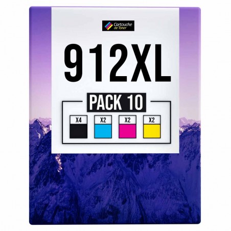 Pack de 10 HP 912XL cartouches d'encre compatibles