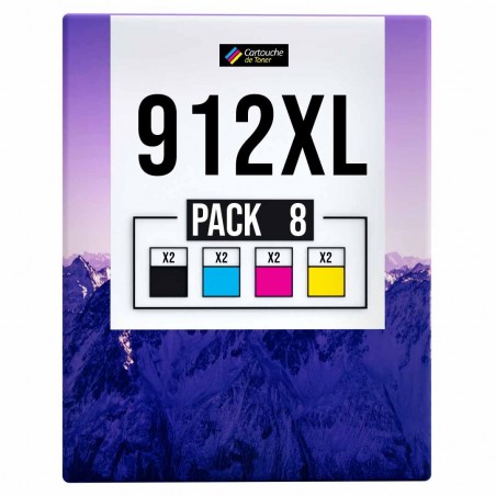 Pack de 8 HP 912XL cartouches d'encre compatibles