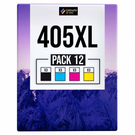 Pack de 12 cartouches compatibles 405XL Epson 3 noirs, 3 cyan, 3 magenta, 3 jaune